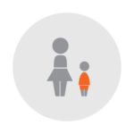 Cartoon mom and child standing together