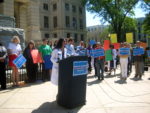 Image of rally for health care in front of Georgia capitol